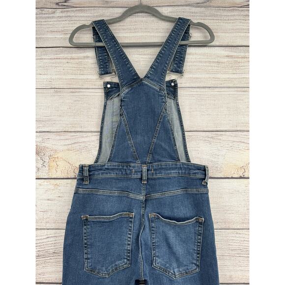 Free People Overalls Womens 28R Blue Denim Skinny Stretch Adjustable Bib Jeans - Picture 4 of 11